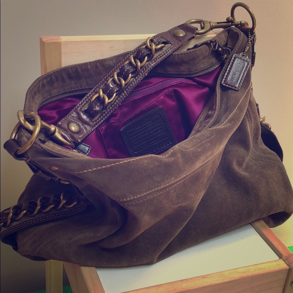 Brown Suede Coach Hobo Bag